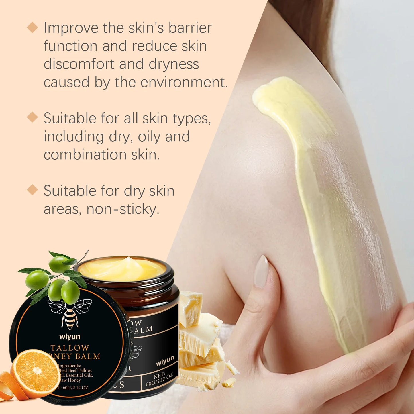 Tallow Honey Cream Glow Hydrating Skin Moisturizer Lotion