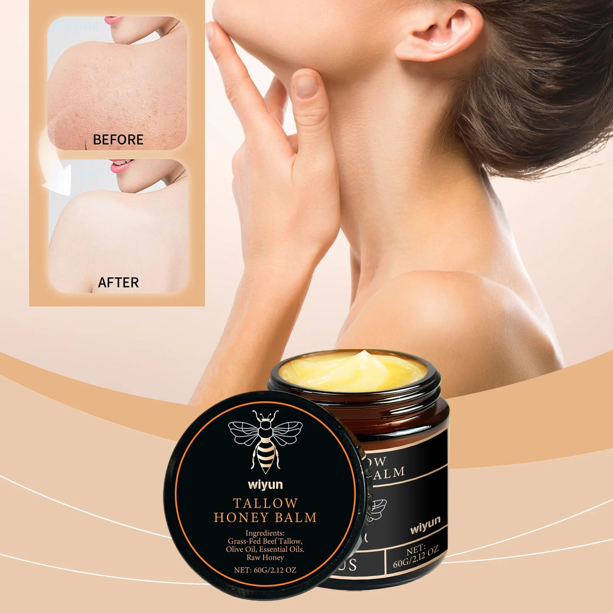Tallow Honey Cream Glow Hydrating Skin Moisturizer Lotion